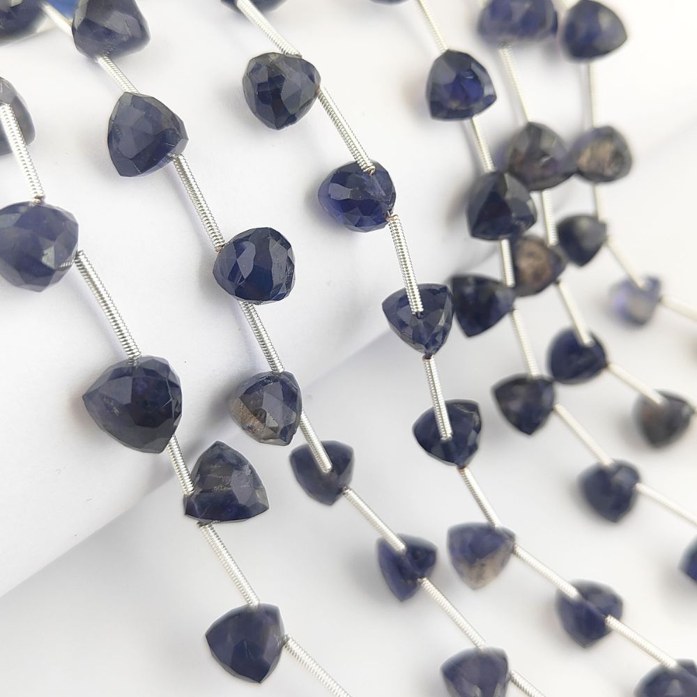 Natural Iolite Gemstone Beads Trillion Faceted for Jewelry