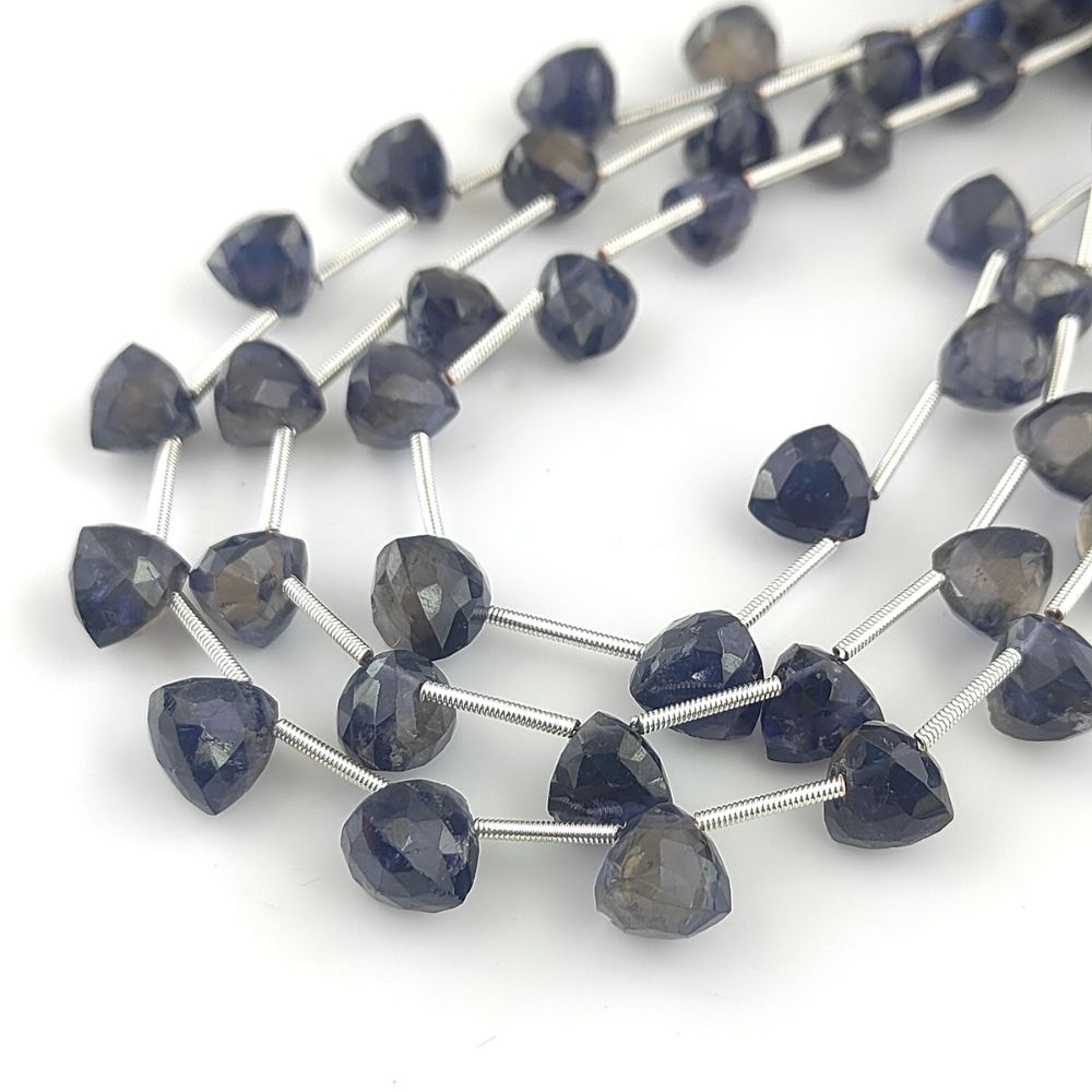 Natural Iolite Gemstone Beads Trillion Faceted for Jewelry
