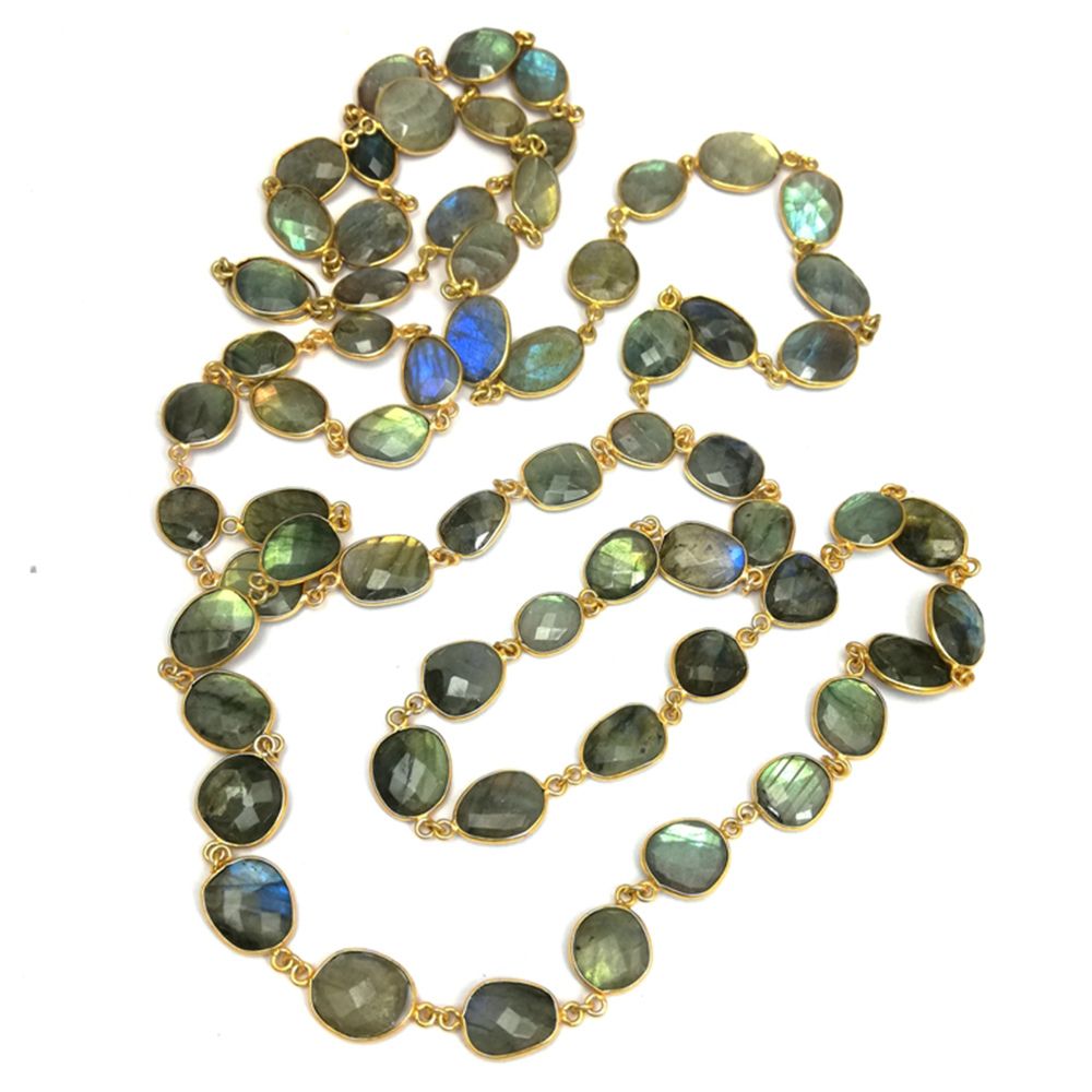 Artisan labradorite bezel chain for necklaces and bracelets