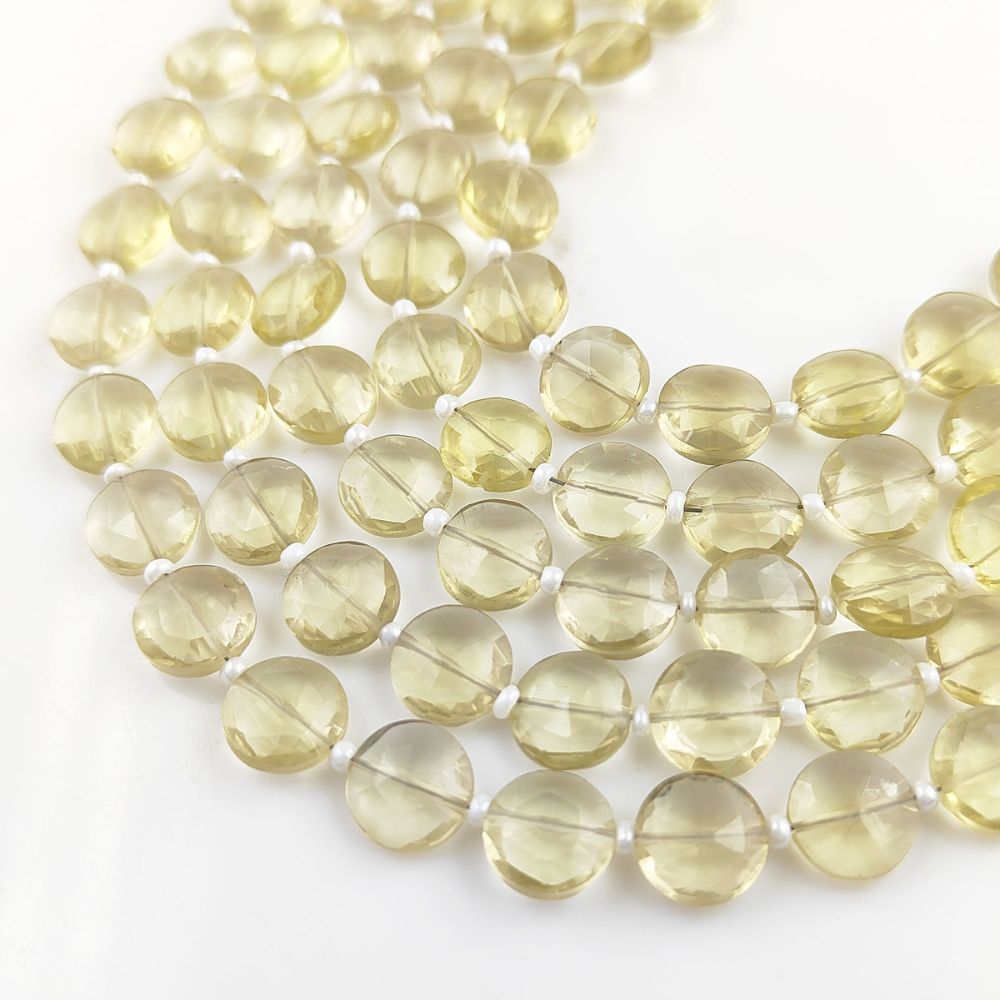Natural Lemon Quartz Coin Shape Gemstone Beads for DIY