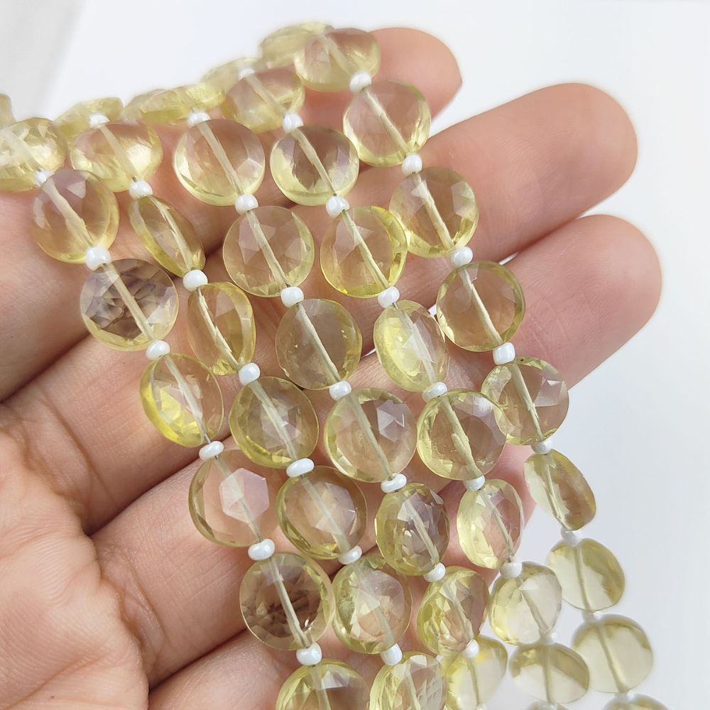 Natural Lemon Quartz Coin Shape Gemstone Beads for DIY