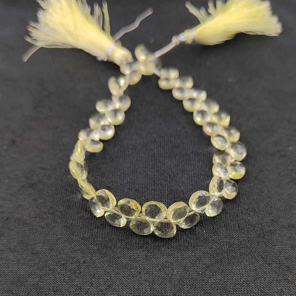 Natural Lemon Quartz Heart Beads – Faceted Gemstones for Handmade Jewelry