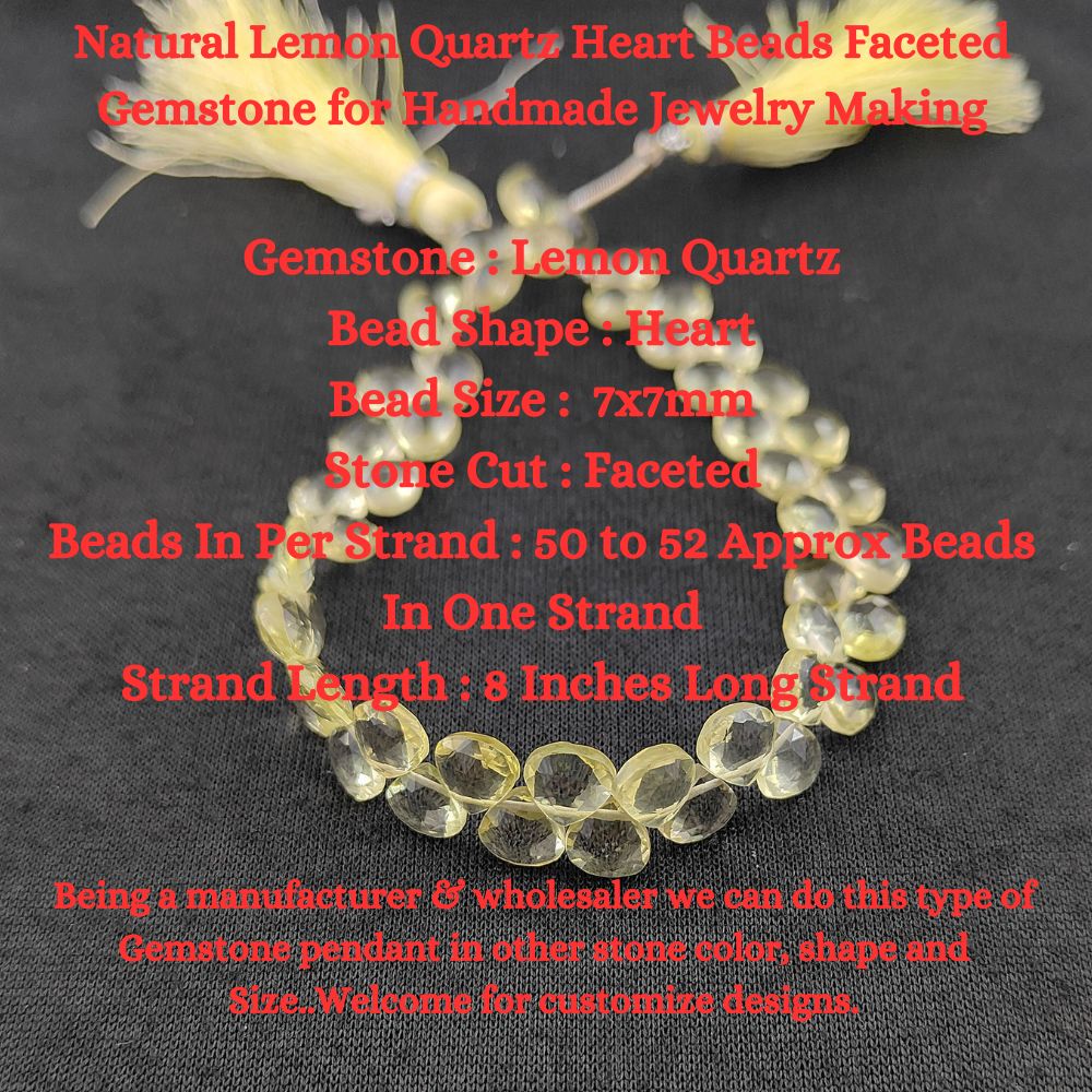Lemon Quartz Heart Beads – Sparkling Faceted Stones for DIY Jewelry