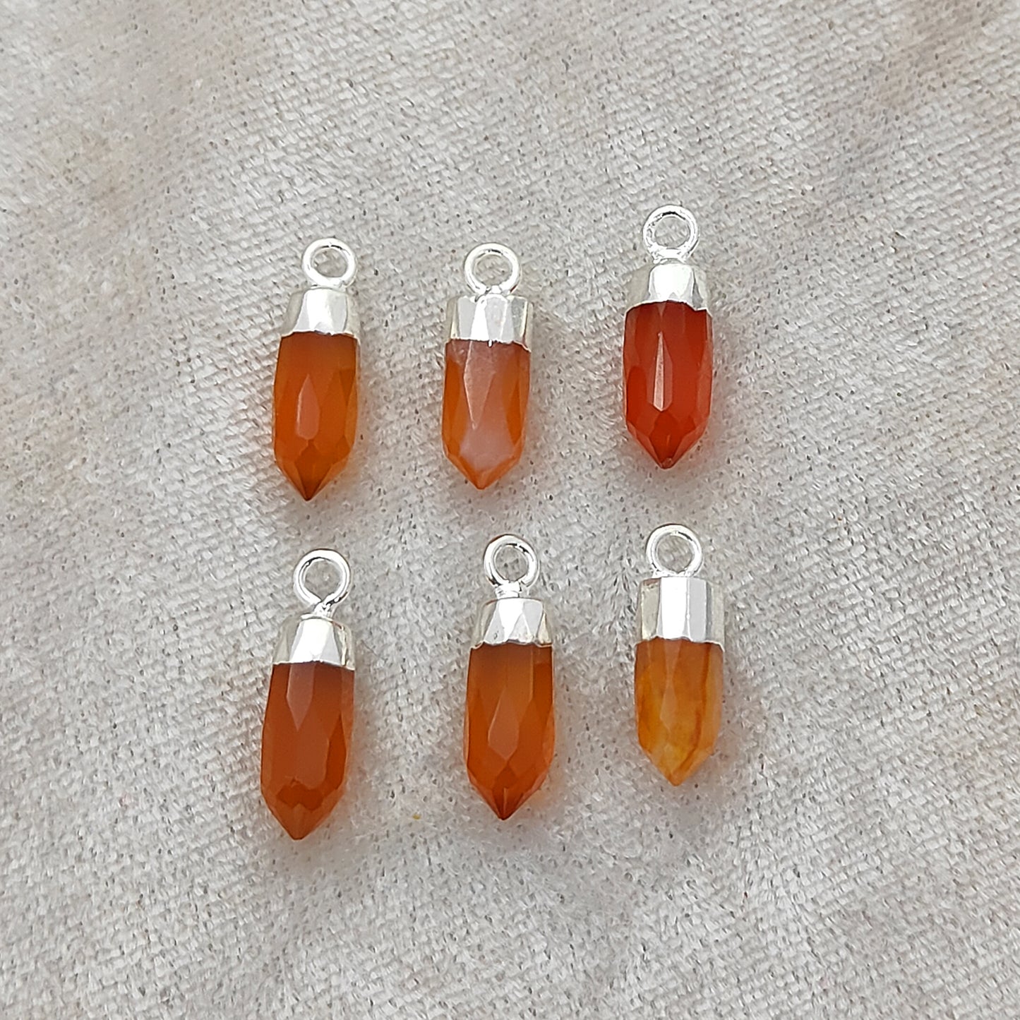 Boho Carnelian Spike Pendant Natural Gemstone Charm in Gold/Silver Electroplated Cap for DIY Crafts- Selling Per Piece