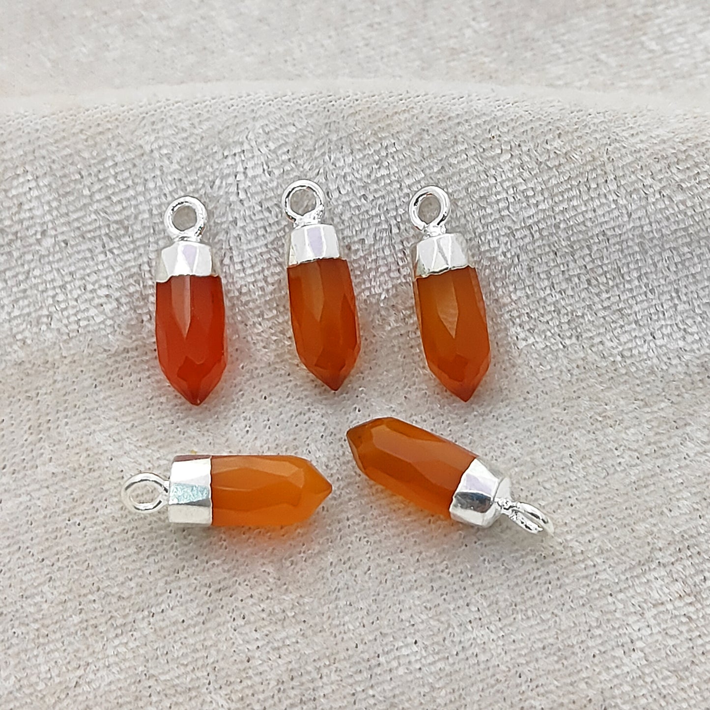 Boho Carnelian Spike Pendant Natural Gemstone Charm in Gold/Silver Electroplated Cap for DIY Crafts- Selling Per Piece