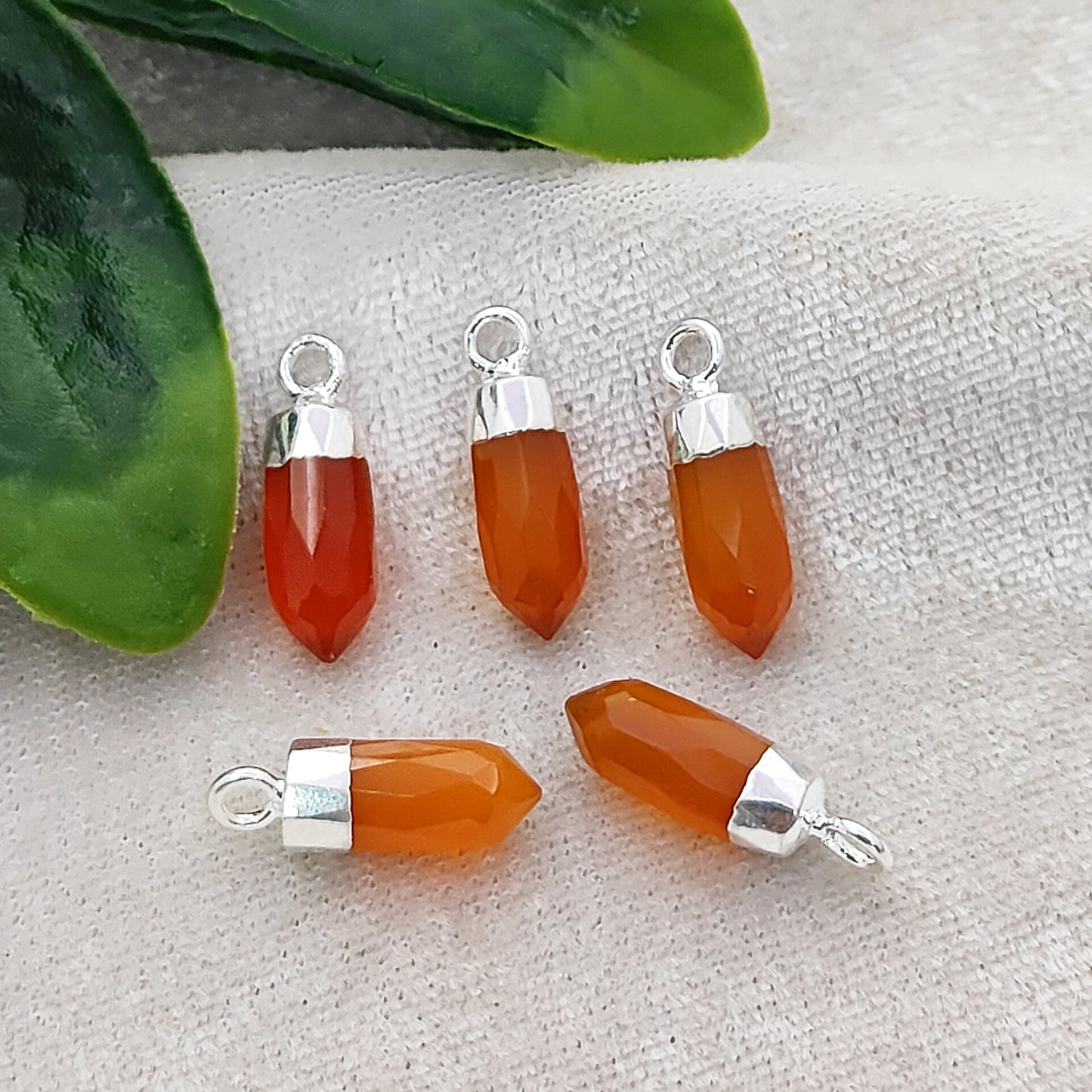 Boho Carnelian Spike Pendant Natural Gemstone Charm in Gold/Silver Electroplated Cap for DIY Crafts- Selling Per Piece