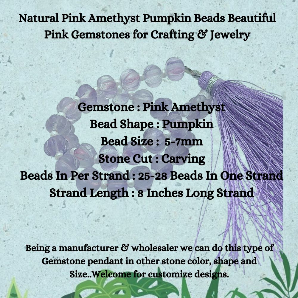 Natural Pink Amethyst Pumpkin Beads – Perfect Pink Gemstones for Jewelry & Craft Projects