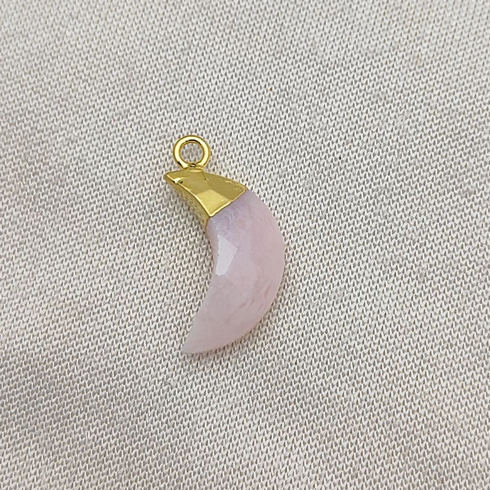 Pink Opal Crescent Pendant – Feminine Gemstone Charm for DIY Jewelry Projects