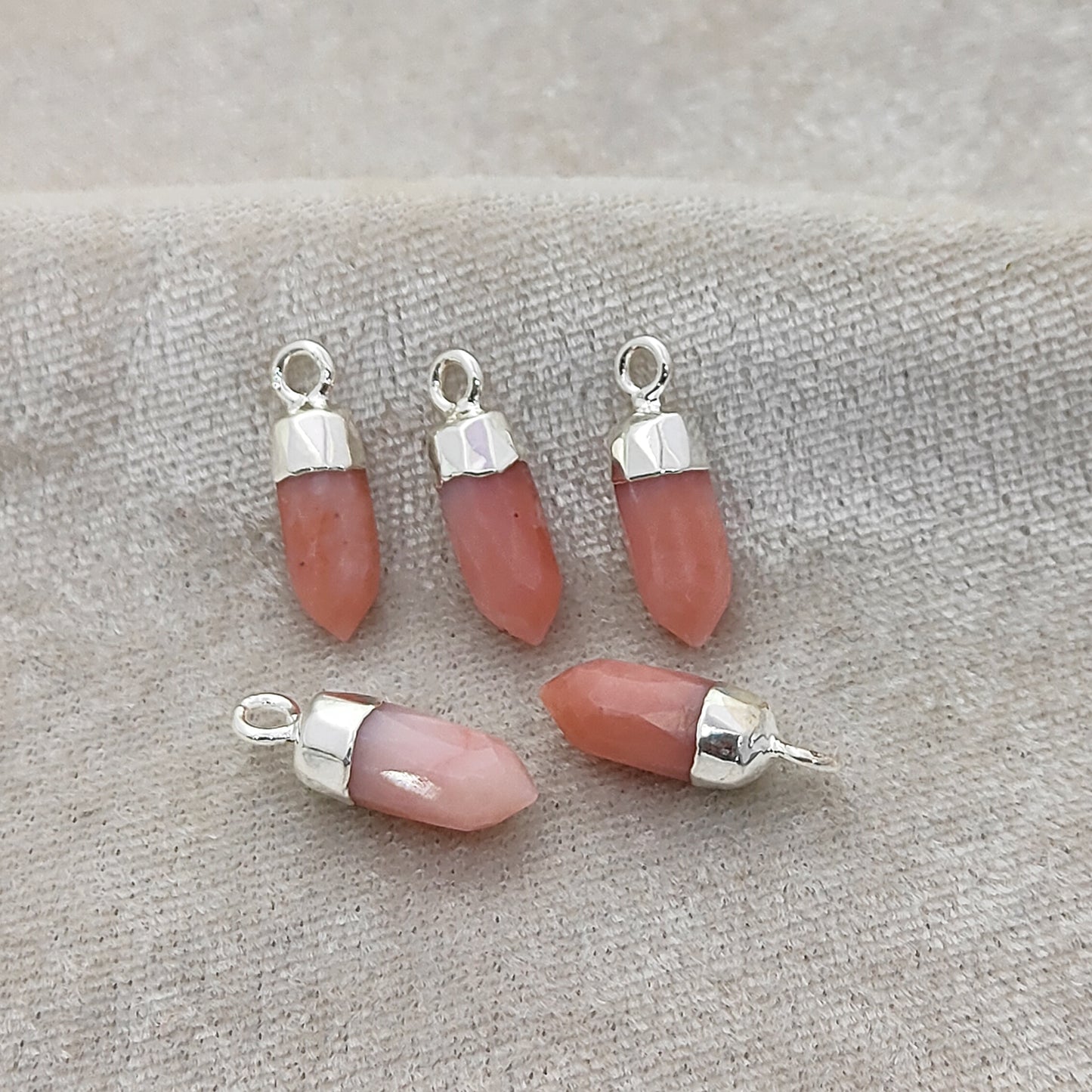 Handcrafted Pink Opal Crystal Pendant Gold/Silver Electroplated Spike Gemstone Charm for Minimalist Designs
