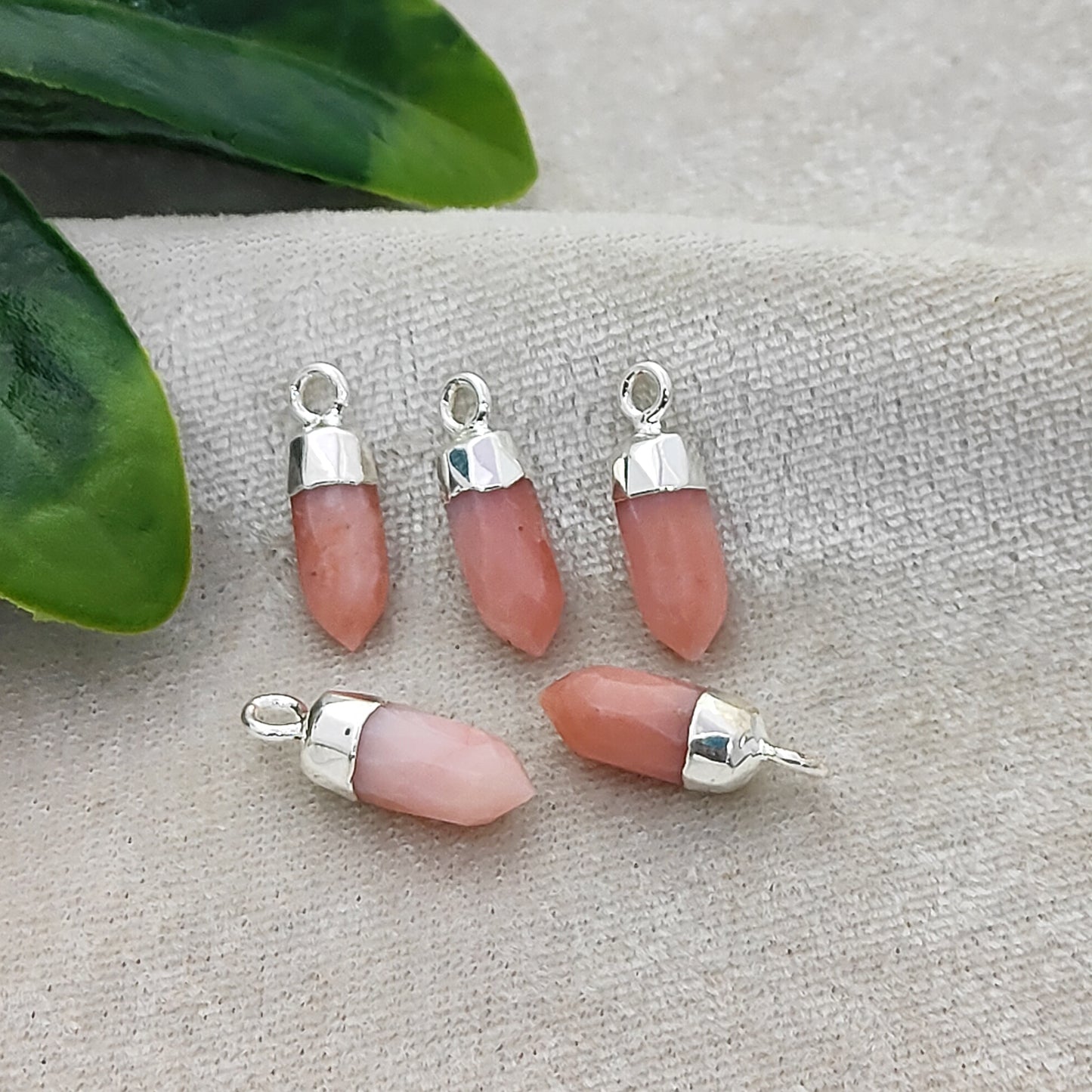 Handcrafted Pink Opal Crystal Pendant Gold/Silver Electroplated Spike Gemstone Charm for Minimalist Designs
