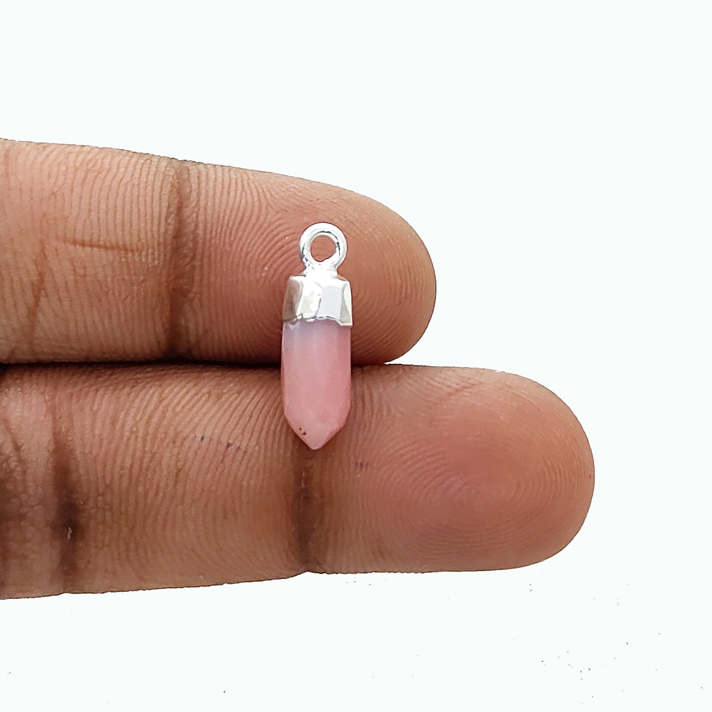 Handcrafted Pink Opal Crystal Pendant Gold/Silver Electroplated Spike Gemstone Charm for Minimalist Designs