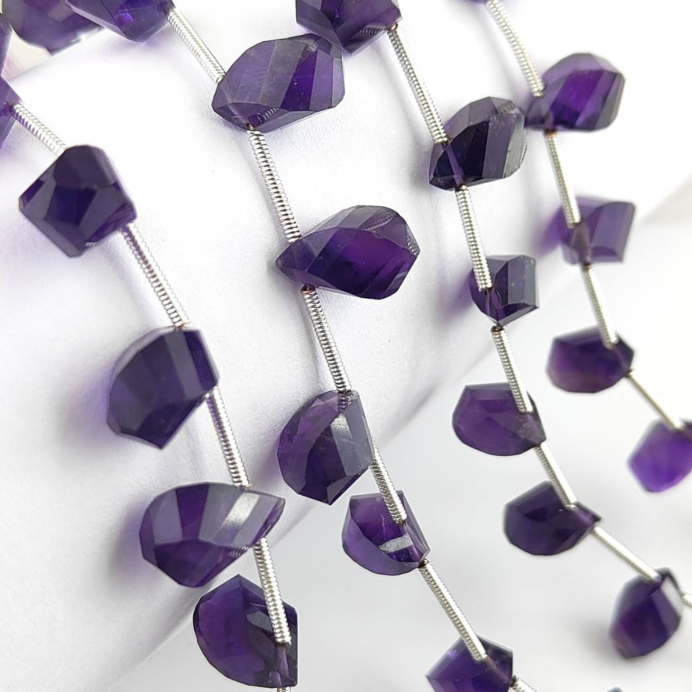 Natural Purple Amethyst Faceted Briolette Twisted Beads