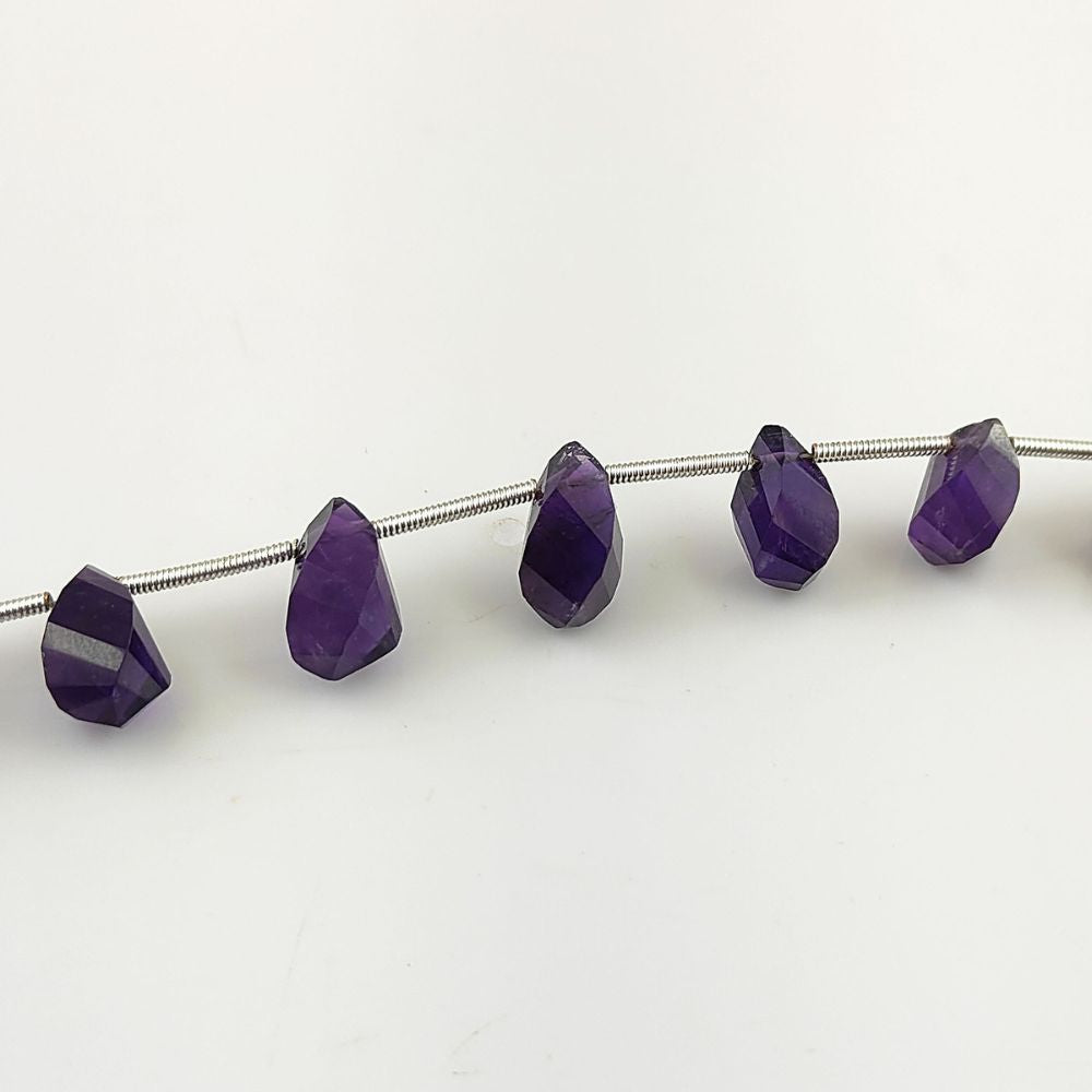 Natural Purple Amethyst Faceted Briolette Twisted Beads