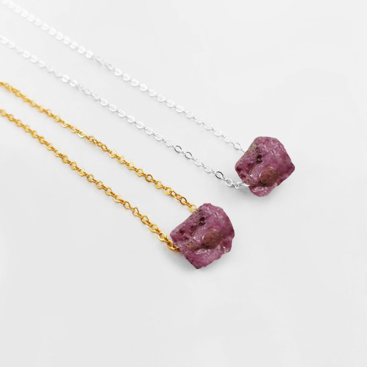 Raw Ruby Necklace – Elegant July Birthstone Jewelry Gift