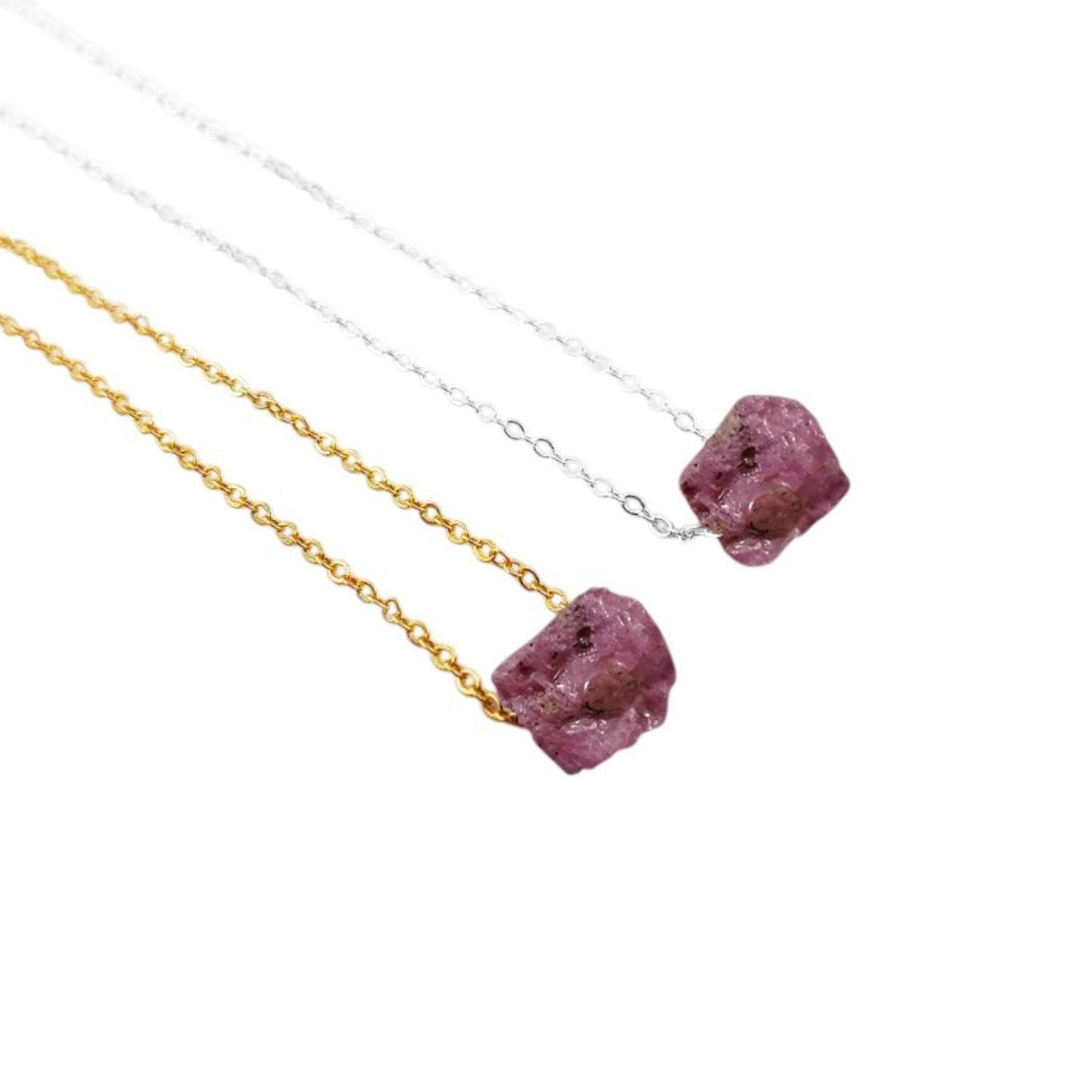 Gold Plated Ruby Necklace – Dainty Handmade Crystal Charm