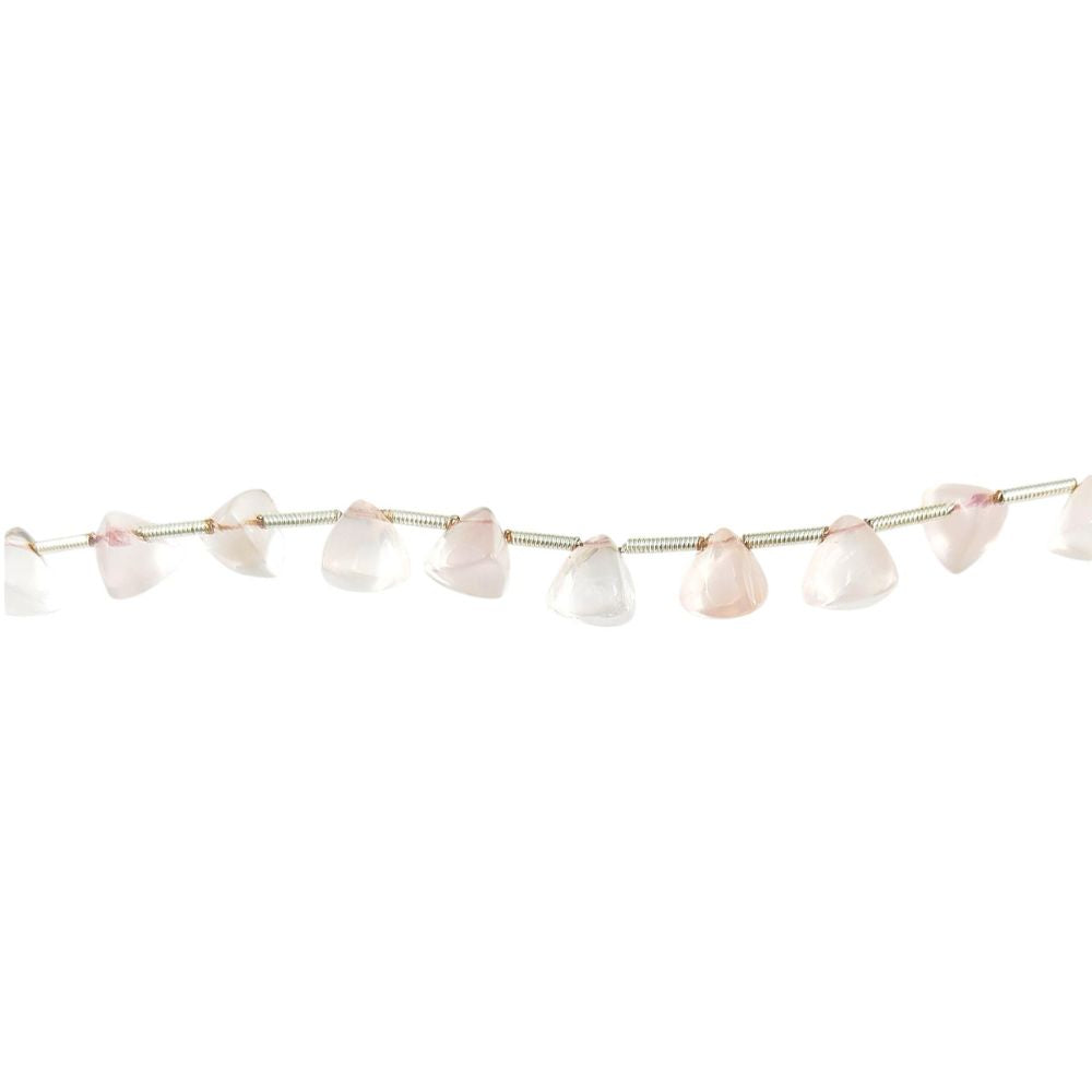 Natural Rose Quartz Briolette Trillion Beads Soft Pink Gemstones for Crafting