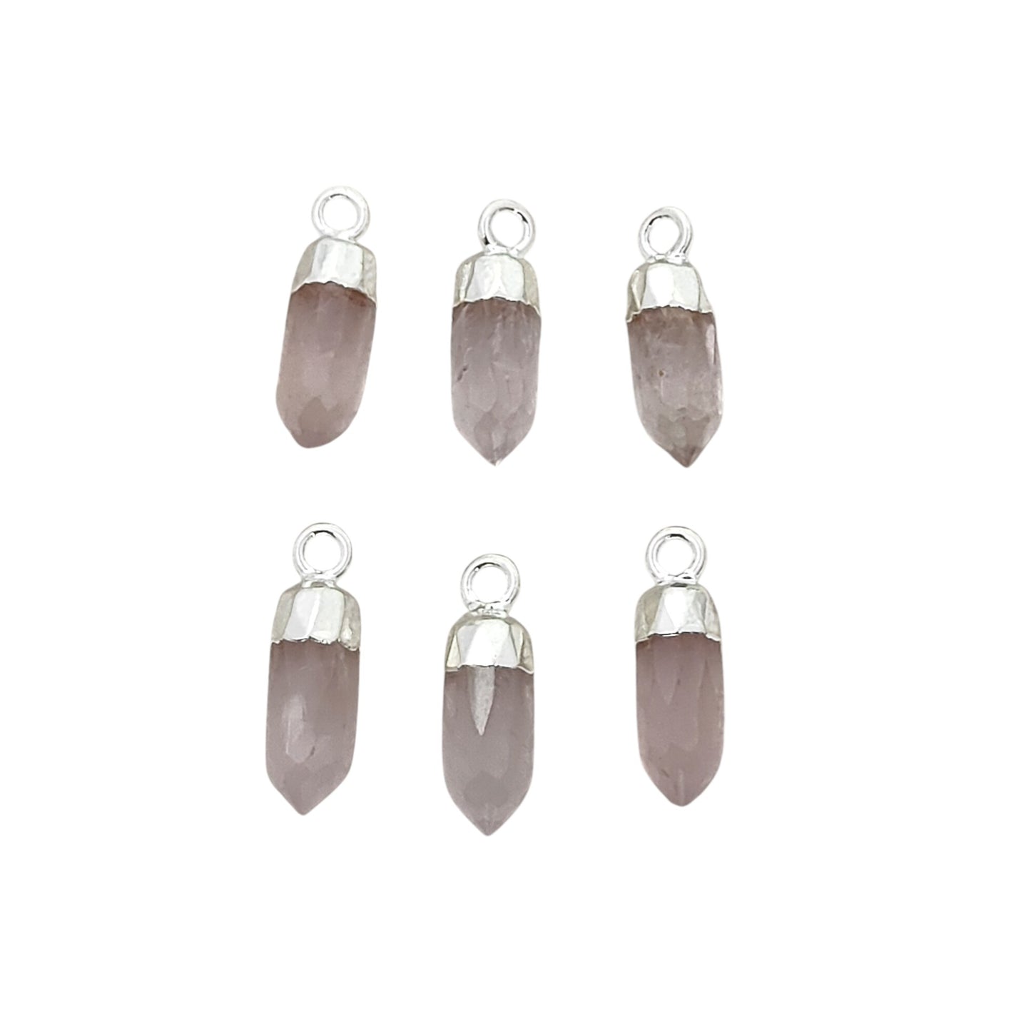 Rose Quartz Spike Pendant Electroplated Gold/Silver Capped Crystal Charm for Handmade Necklaces & Bracelets