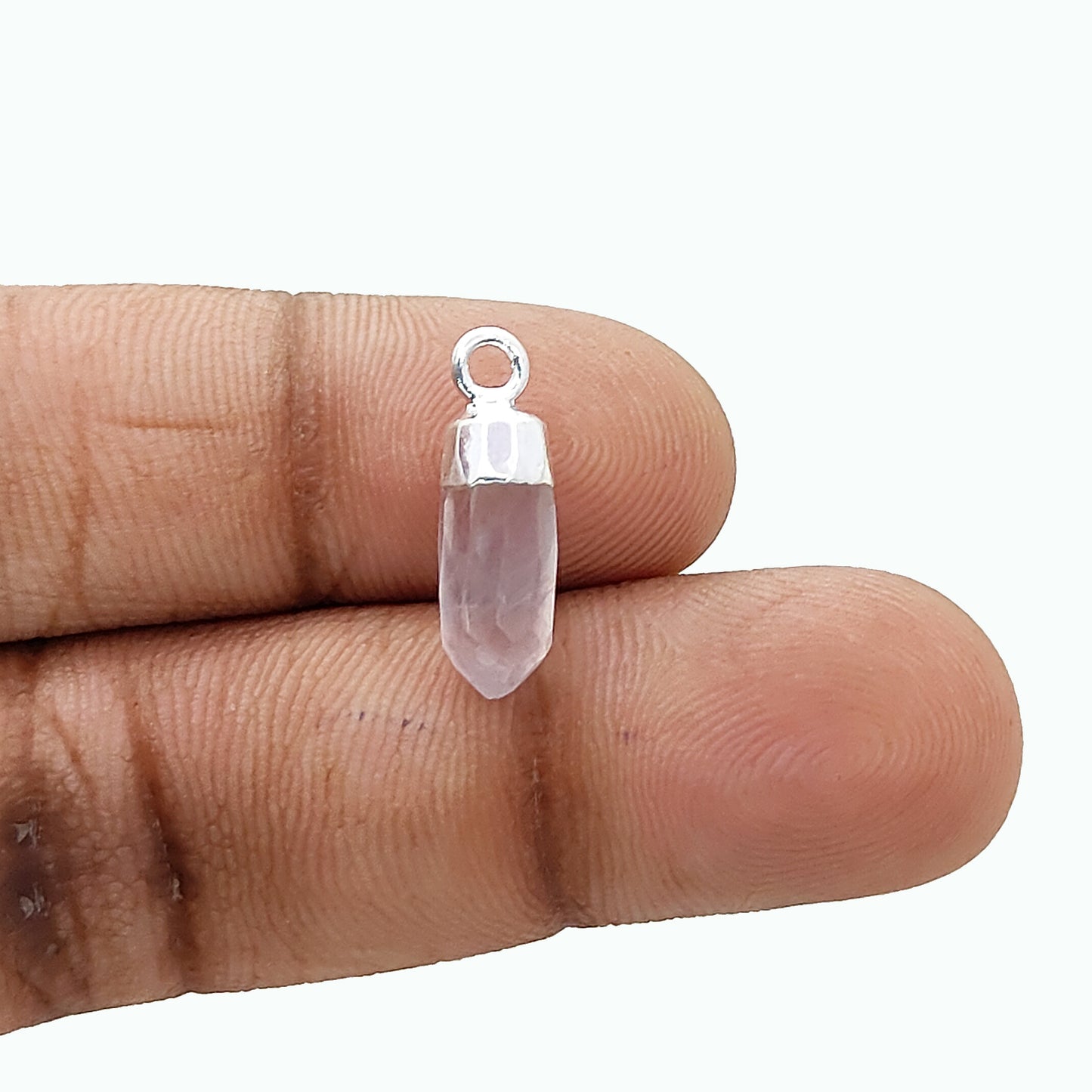 Rose Quartz Spike Pendant Electroplated Gold/Silver Capped Crystal Charm for Handmade Necklaces & Bracelets