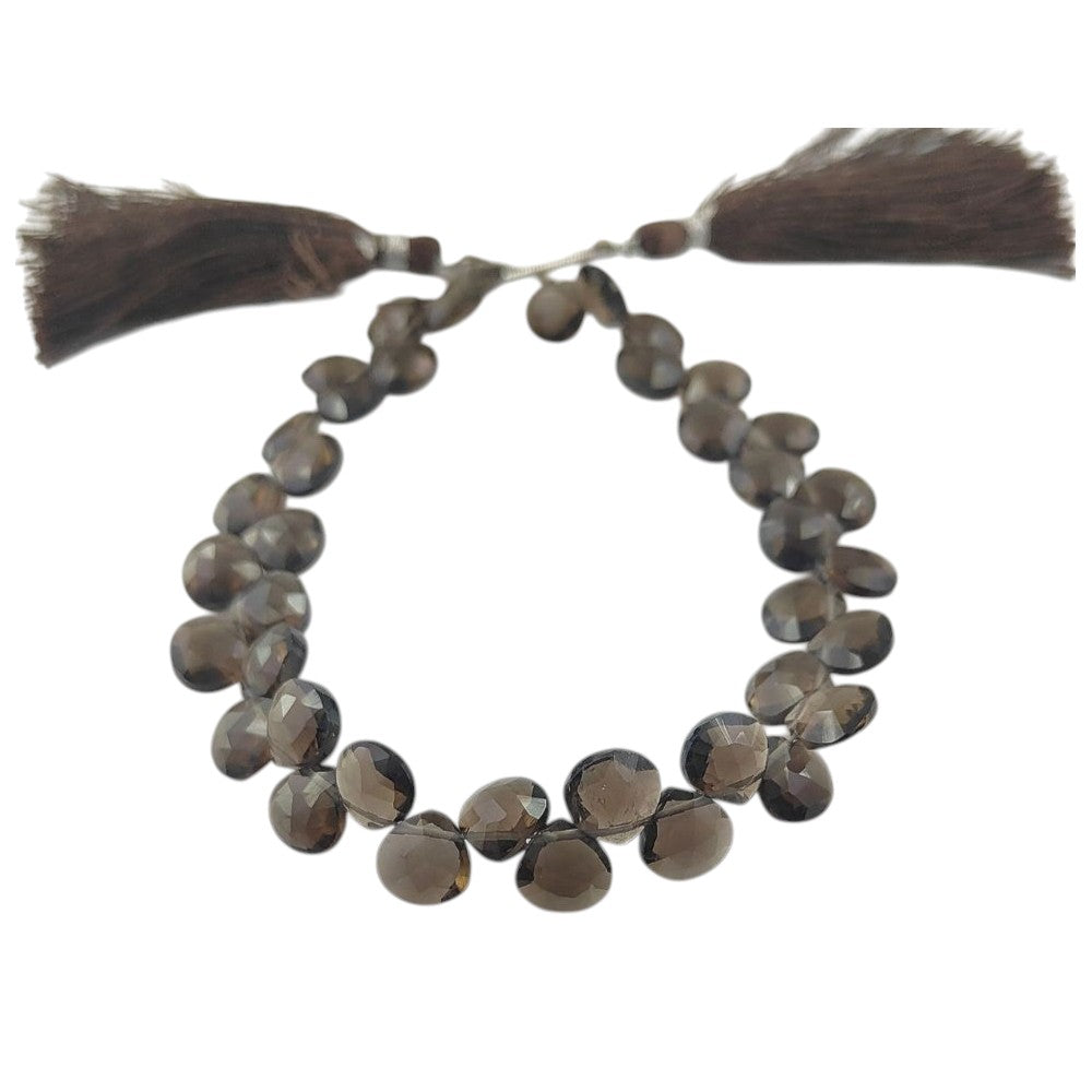 Natural Smoky Quartz Heart Beads – Faceted Gemstones for DIY Jewelry