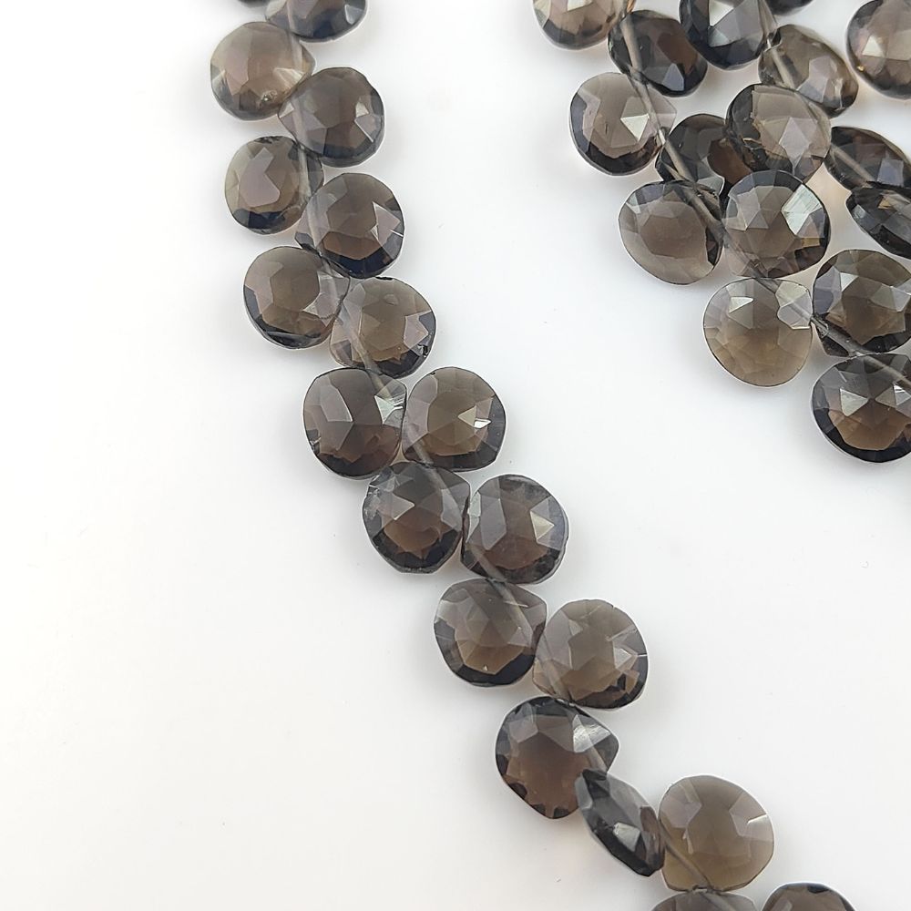 Faceted Smoky Quartz Heart Beads – Natural Gemstones for Crafts