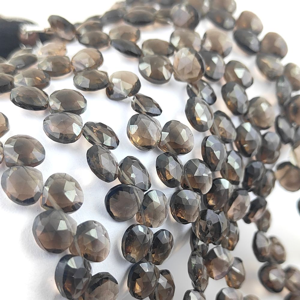 DIY Craft Beads – Smoky Quartz Heart Shaped Faceted Gemstones