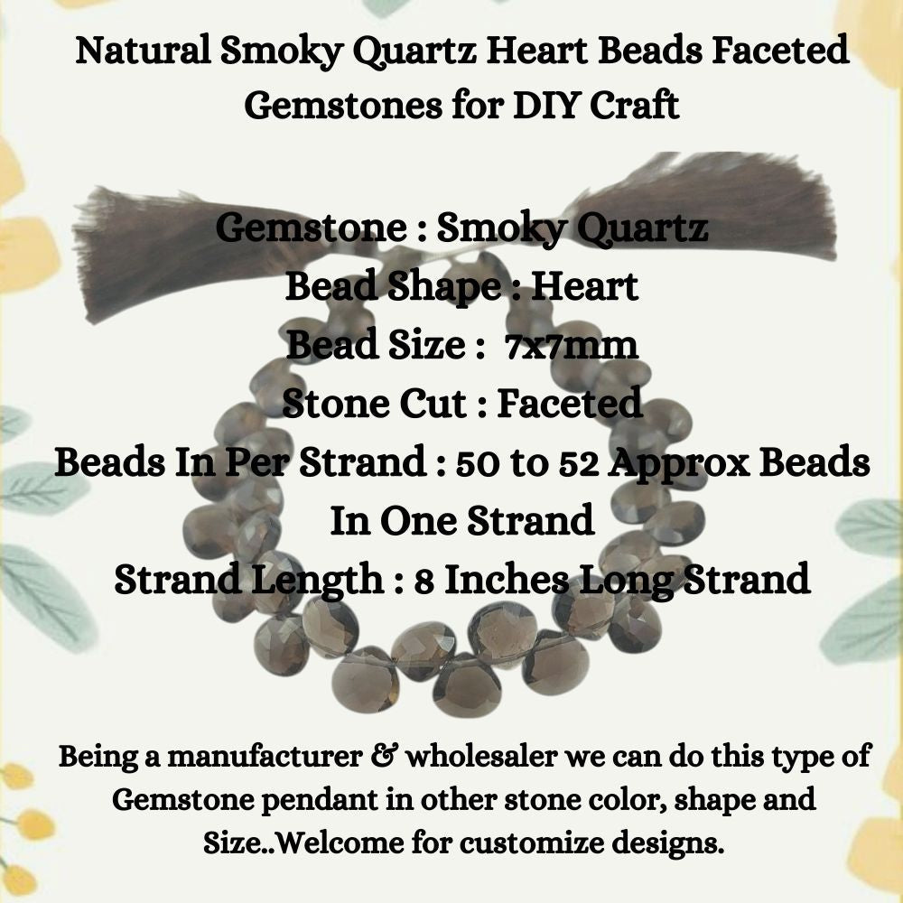 Smoky Quartz Heart Beads – Perfect for Handmade Jewelry Designs