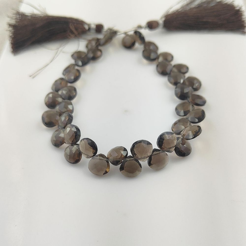 Smoky Quartz Gemstone Heart Beads – Perfect for DIY Projects
