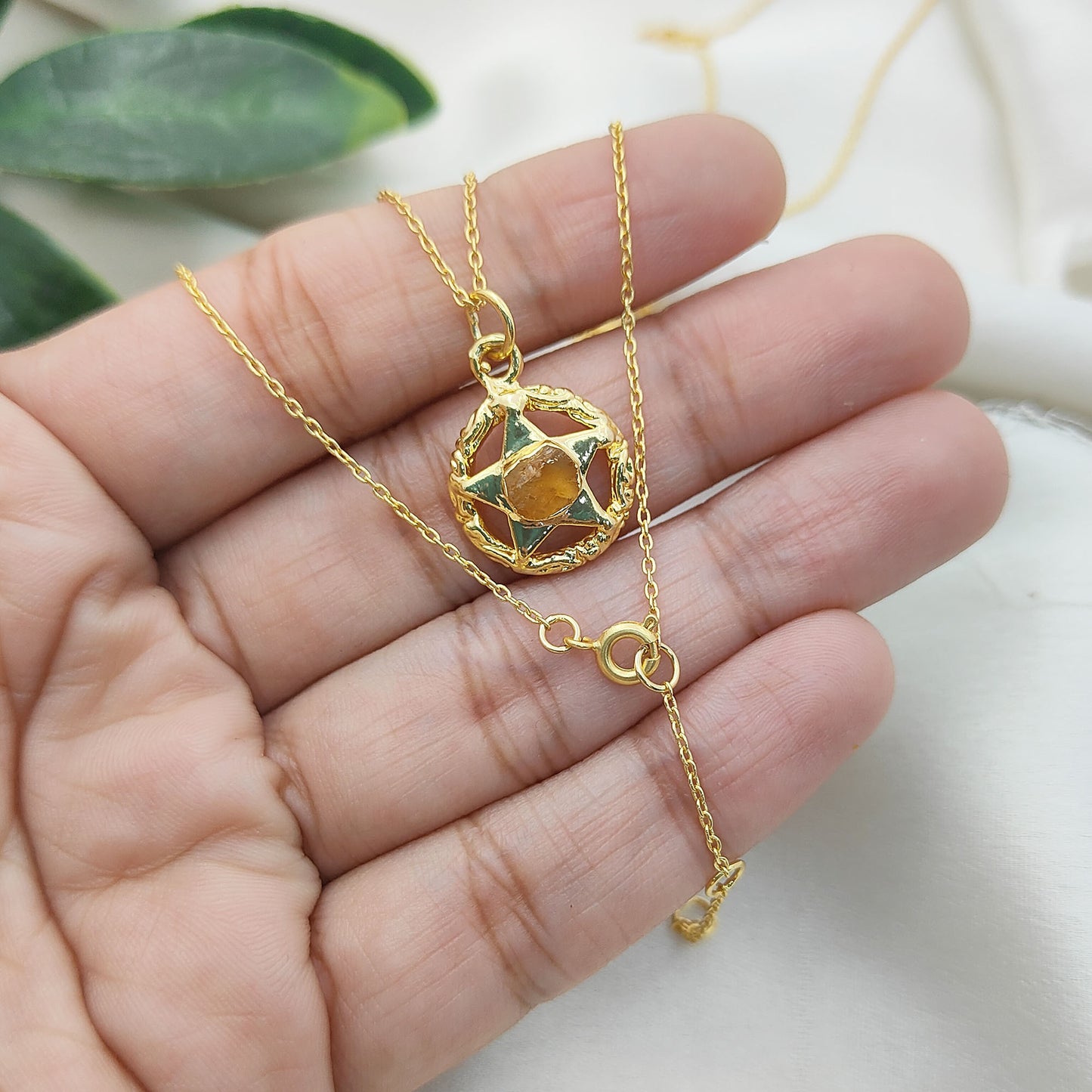 Raw Amethyst Heart Pendant Necklace with Ring Design February Birthstone Gold Plated Jewelry for Women