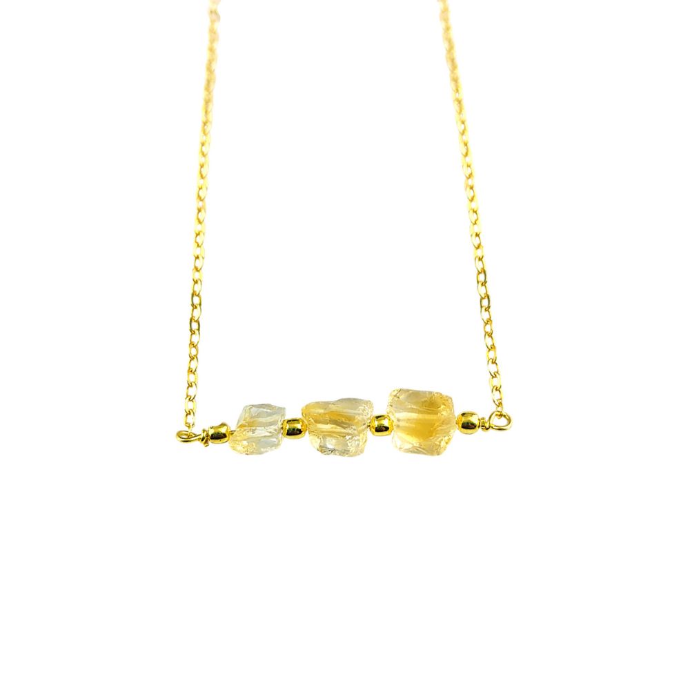 Raw Citrine Gemstone Chain Necklace – Minimalist Handmade Gift for Her