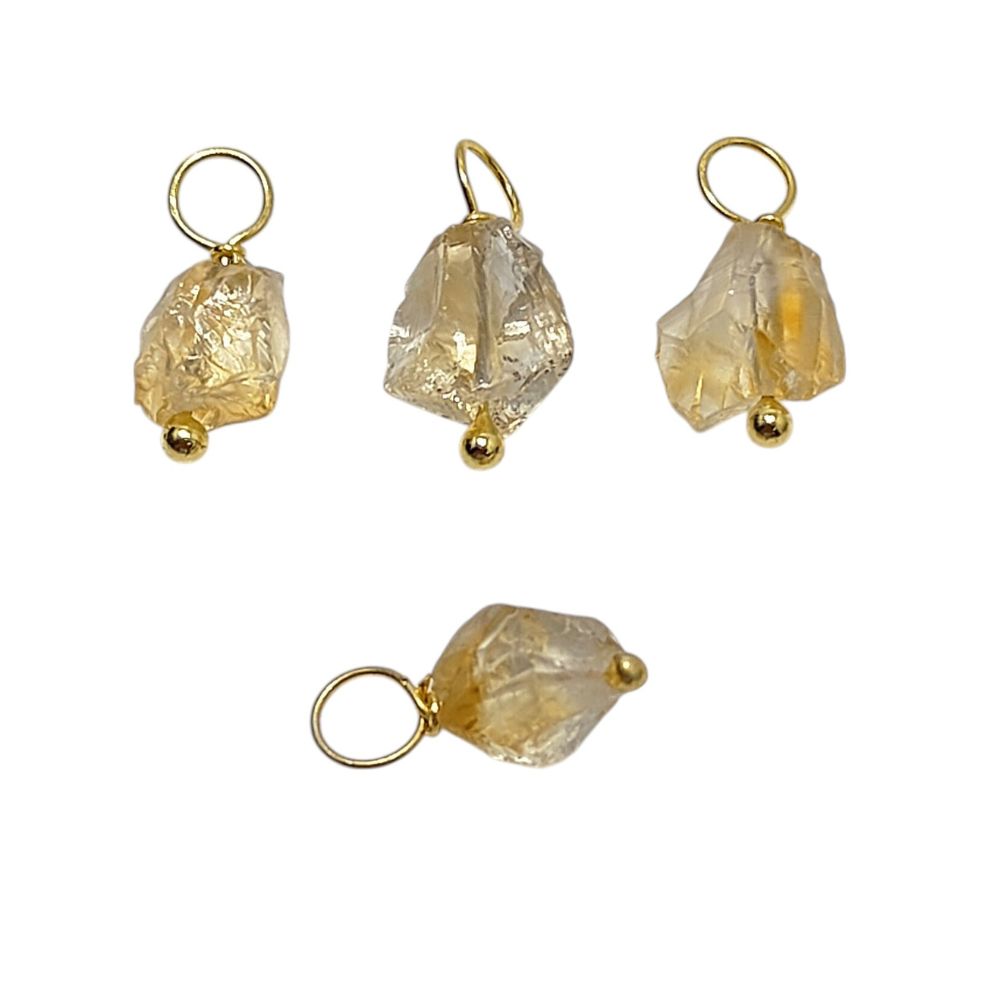 Handmade Yellow Citrine Pendant – Gold-Plated 925 Silver Wire Wrapped November Birthstone Charm for DIY Necklaces