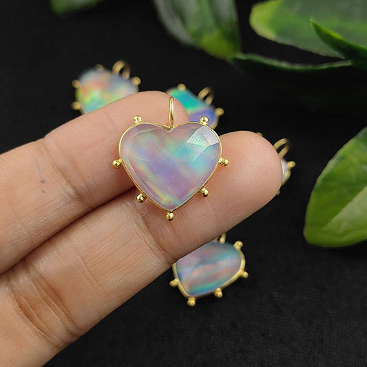 October Birthstone – Fire Opal Heart Pendant