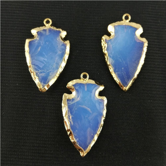 Handmade Opalite Arrow Pendant – Gold Electroplated Minimalist Birthstone Necklace for Women