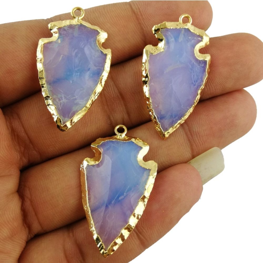 Opalite Pendant Necklace – Handmade Arrow Crystal Jewelry – Unique Birthstone Gift for Women