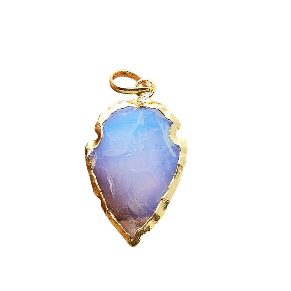 Opalite Tribal Arrowhead Charm, Gold/Silver Electroplated Boho Pendant for Necklaces, Earrings, DIY Jewelry – Per Piece