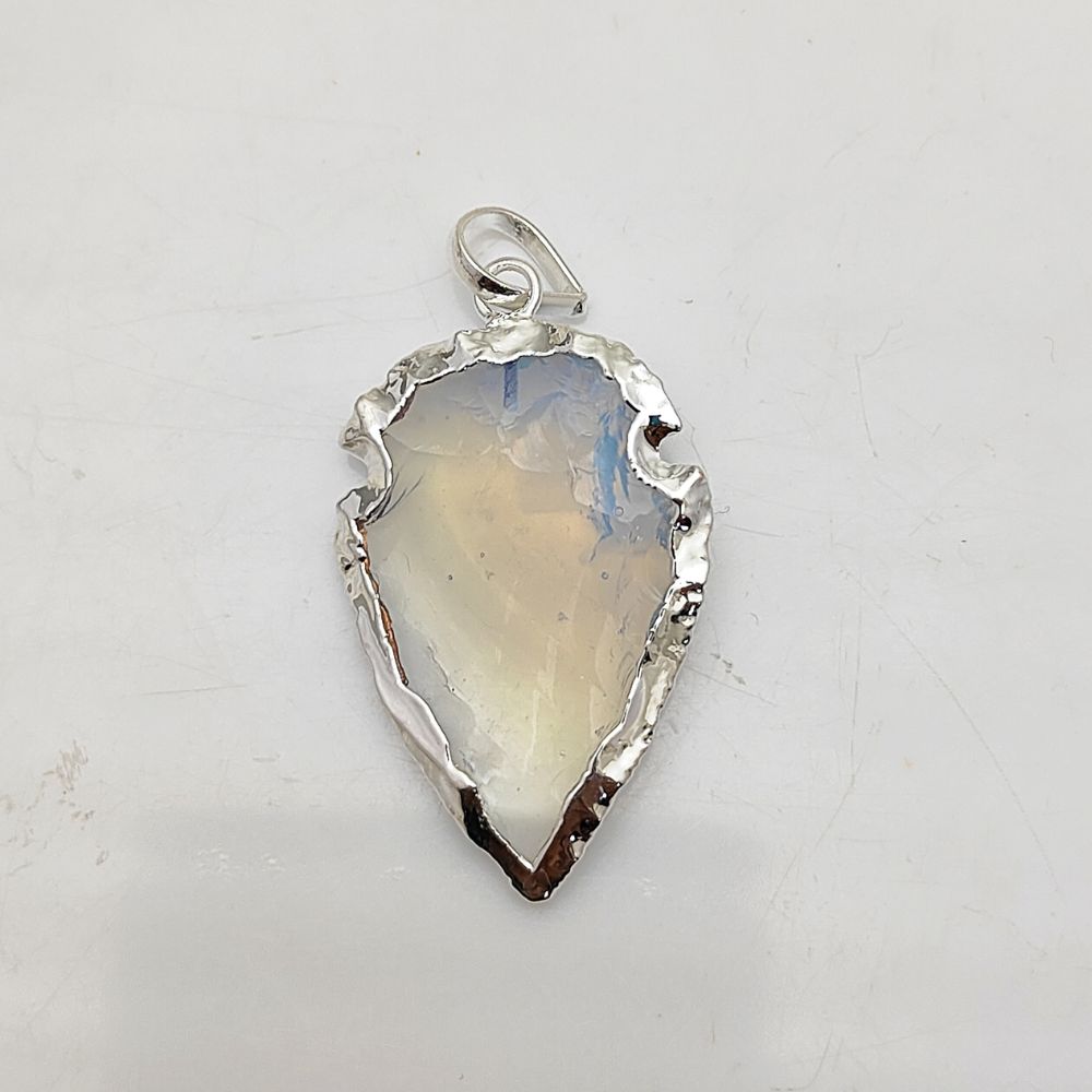 Opalite Tribal Arrowhead Charm, Gold/Silver Electroplated Boho Pendant for Necklaces, Earrings, DIY Jewelry – Per Piece