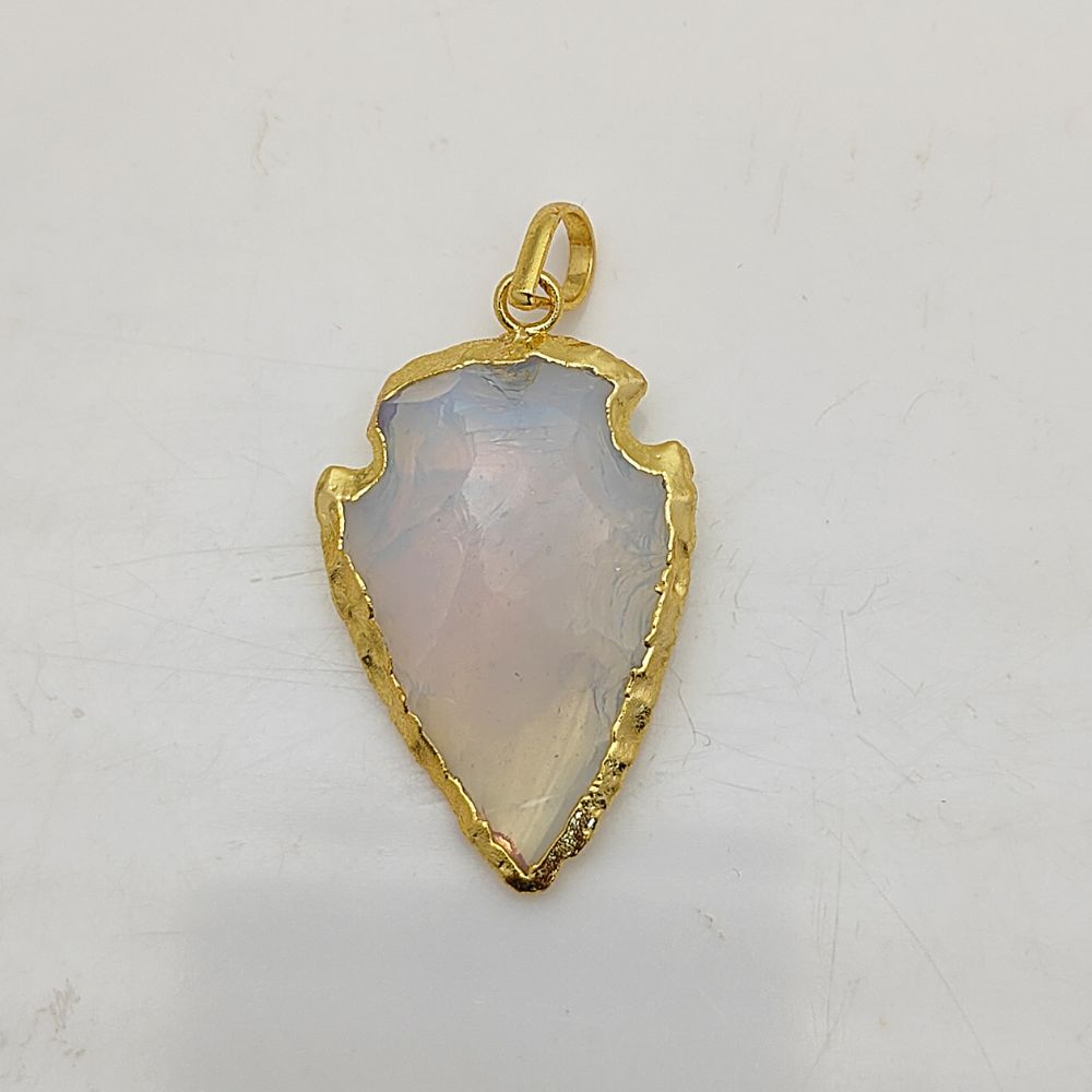 Opalite Tribal Arrowhead Charm, Gold/Silver Electroplated Boho Pendant for Necklaces, Earrings, DIY Jewelry – Per Piece