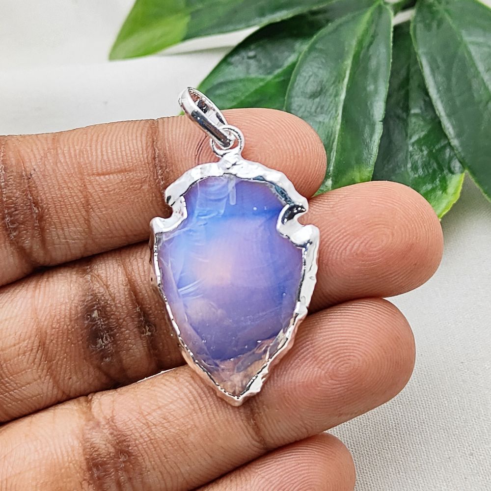 Opalite Tribal Arrowhead Charm, Gold/Silver Electroplated Boho Pendant for Necklaces, Earrings, DIY Jewelry – Per Piece