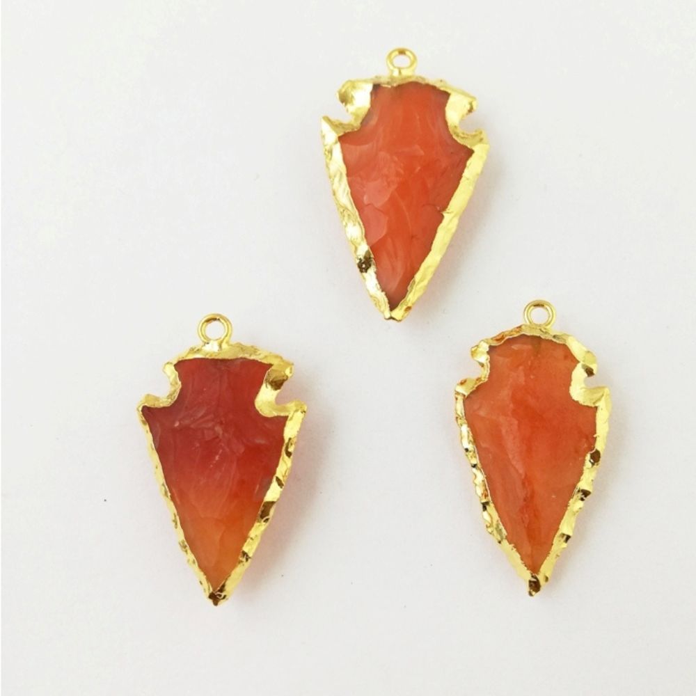 Handmade Carnelian Gemstone Necklace Gold Electroplated Minimalist Arrow Shape Pendant Jewelry For Her- Selling Per Piece
