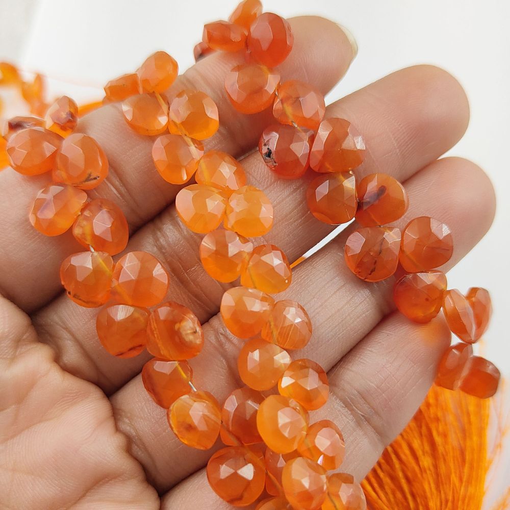 Faceted Gemstone Beads – Carnelian Heart Beads for Unique Jewelry Pieces