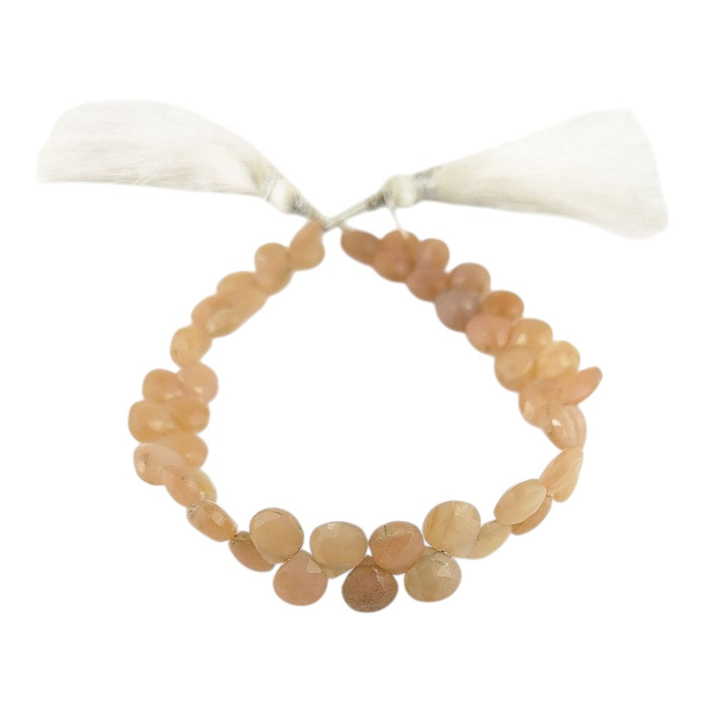 Peach Moonstone Heart Beads – Healing Crystals for Jewelry Crafting & Beading
