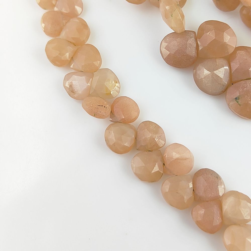 Peach Moonstone Faceted Heart Beads – Healing Crystals for Jewelry Projects