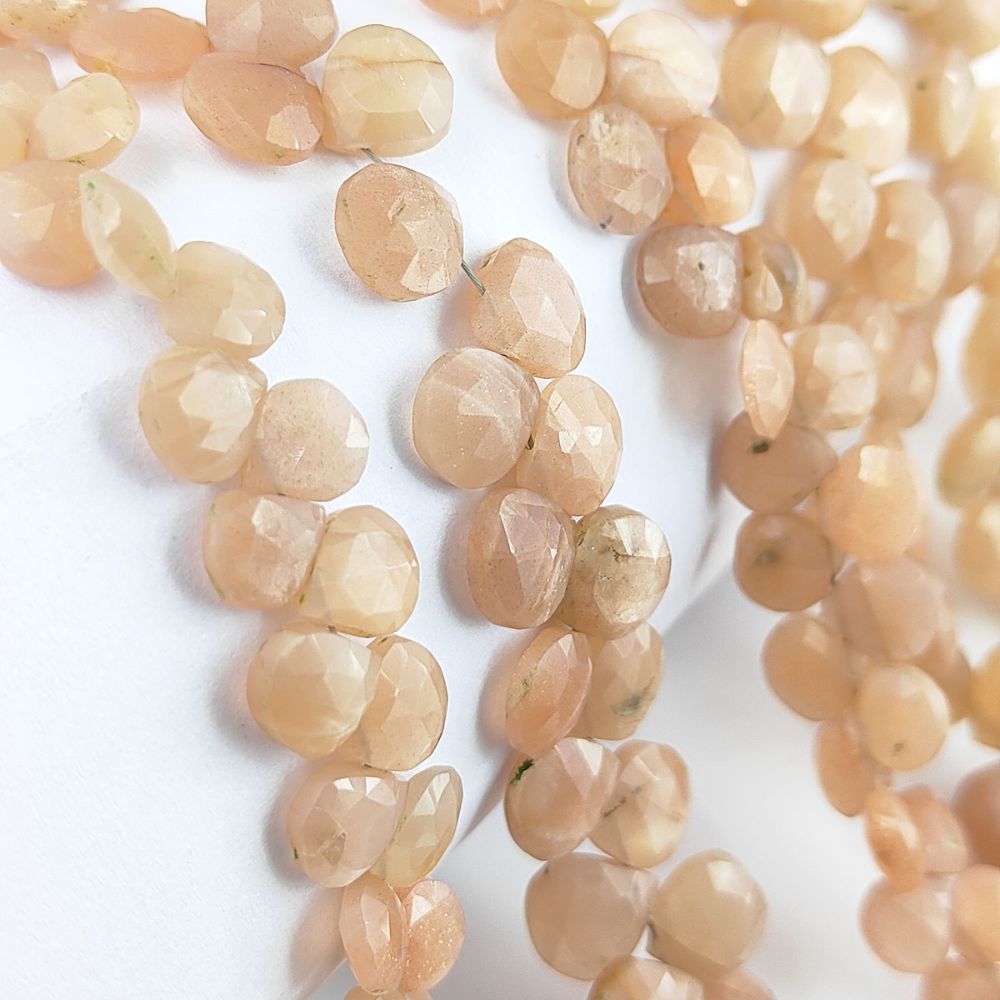 Soft Peach Moonstone Crystal Hearts – Gentle Energy Gemstones for Crafters