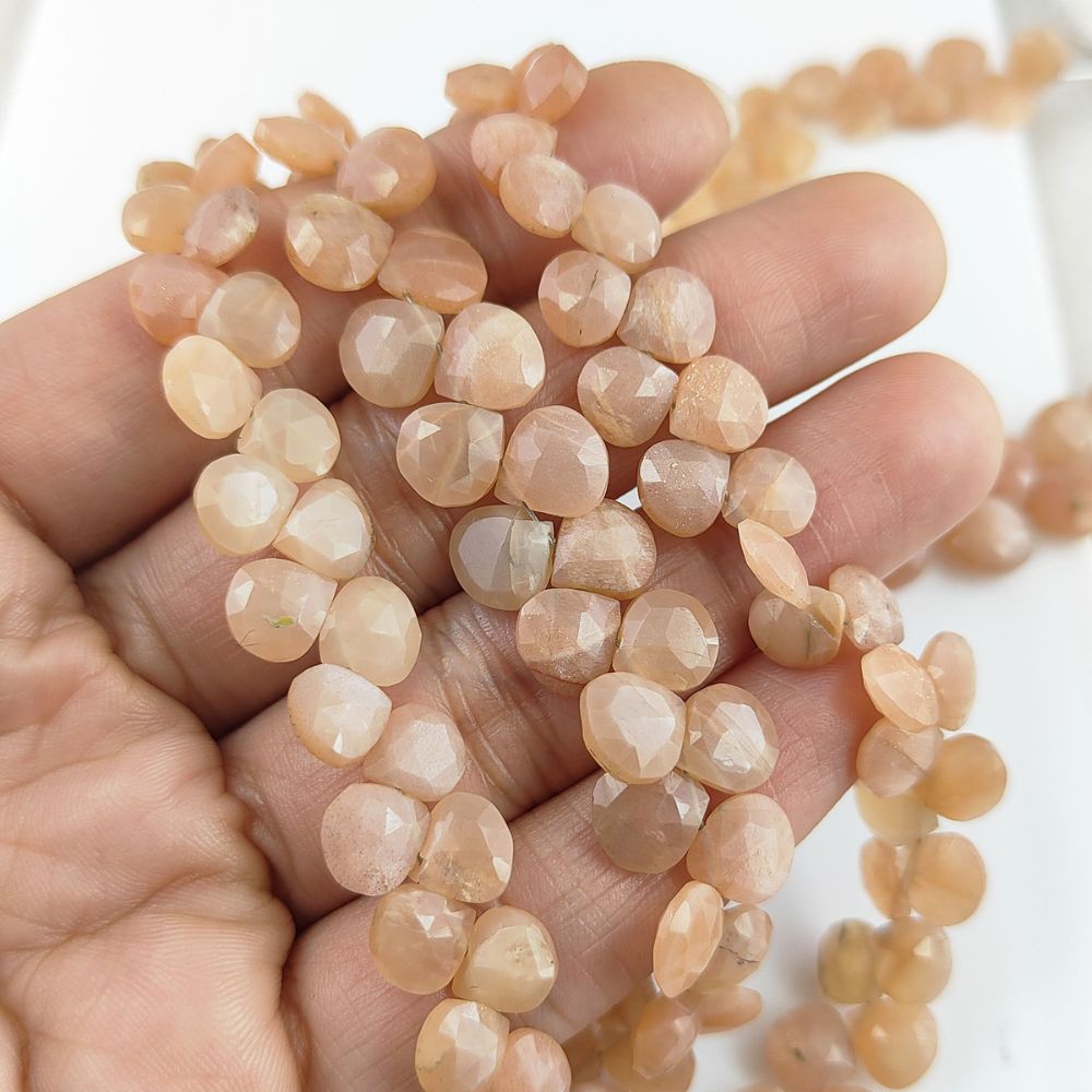 Peach Moonstone Healing Heart Beads – Perfect for Beading & Jewelry Making