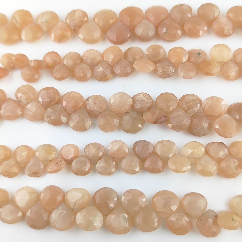 Natural Peach Moonstone Heart Beads – Spiritual Gemstones for Handmade Creations