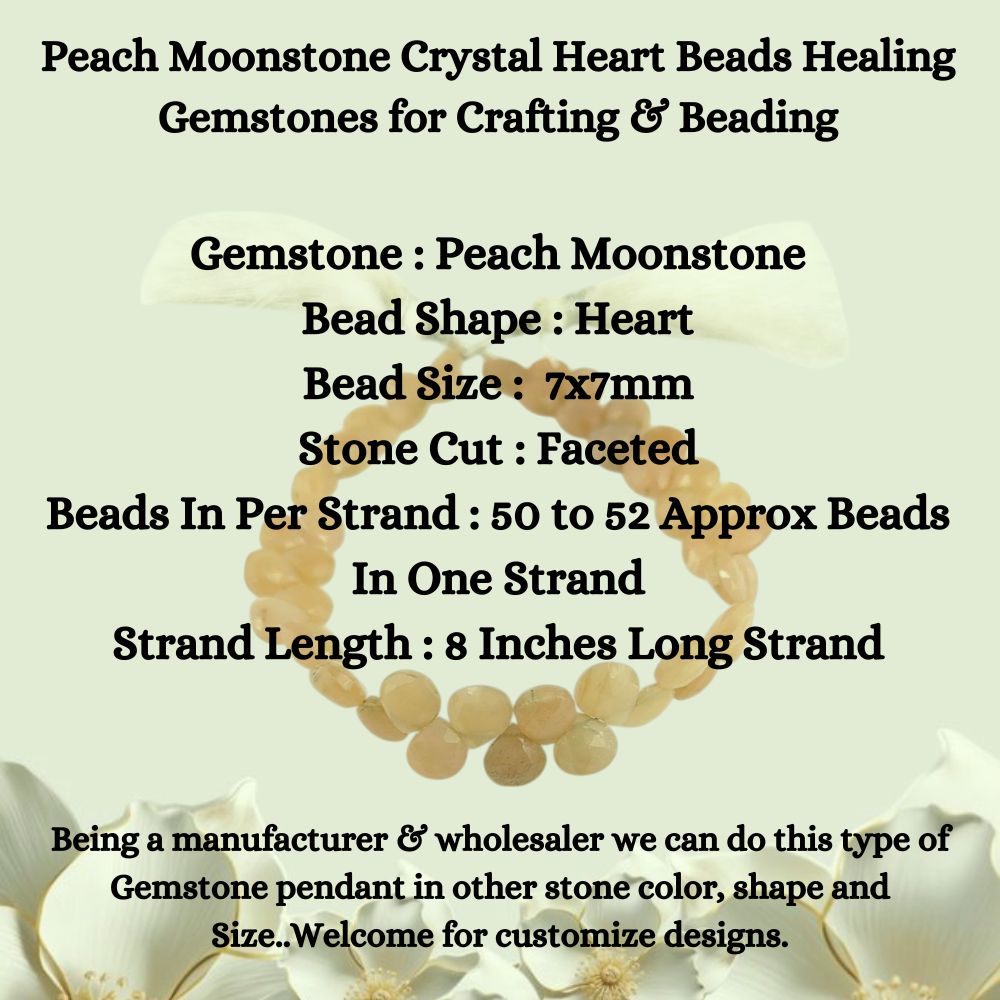 Faceted Peach Moonstone Crystal Hearts – Calming Gemstones for DIY Jewelry