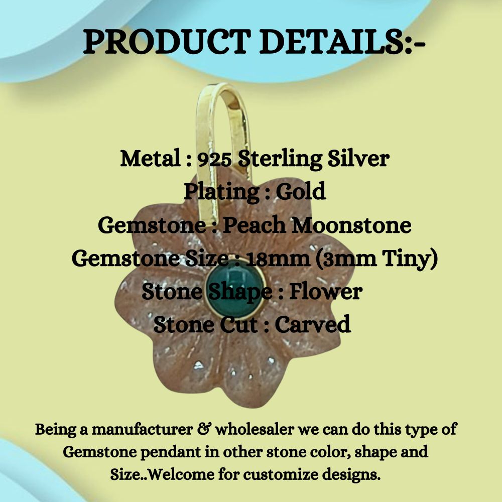 Handmade Peach Moonstone Crystal Necklace Charm for Women