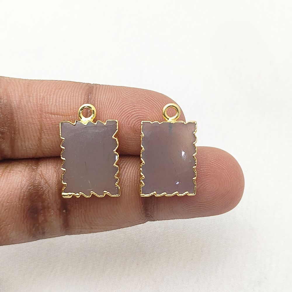 Gold Electroplated Peach Moonstone Pendant, Zig Zag Gemstone Slice Necklace