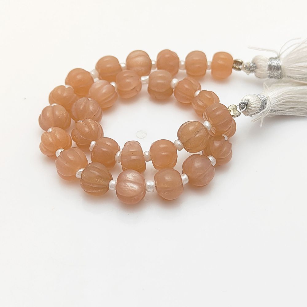 Carved Peach Moonstone Pumpkin Beads – Beautiful Gemstones for Luxurious Jewelry Designs