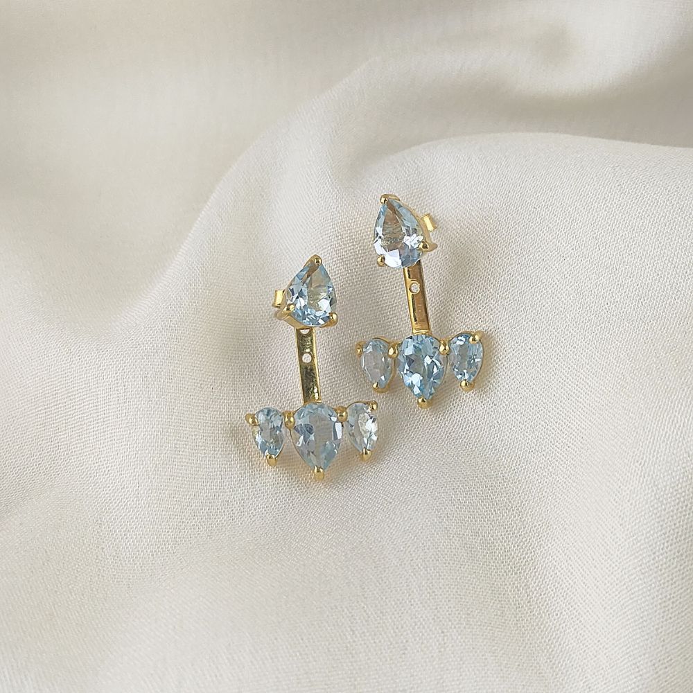 Handmade Swiss Blue Topaz Ear Jacket December Birthstone Jewelry
