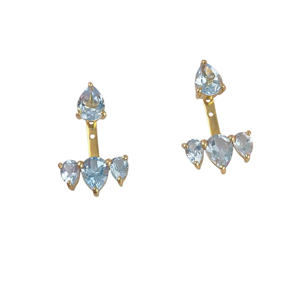 Gold Plated Sterling Silver Swiss Blue Topaz Ear Jacket Selling Per Piece
